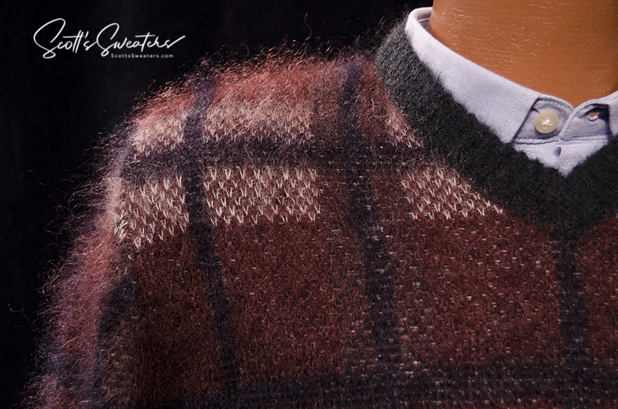 Men's Brick-red Mohair Sweater by Roberto Collina [#617-057]