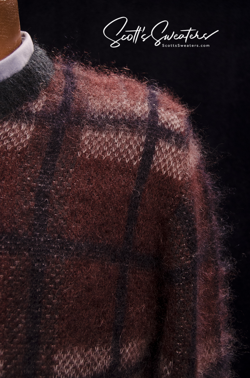 Men's Brick-red Mohair Sweater by Roberto Collina [#617-057]