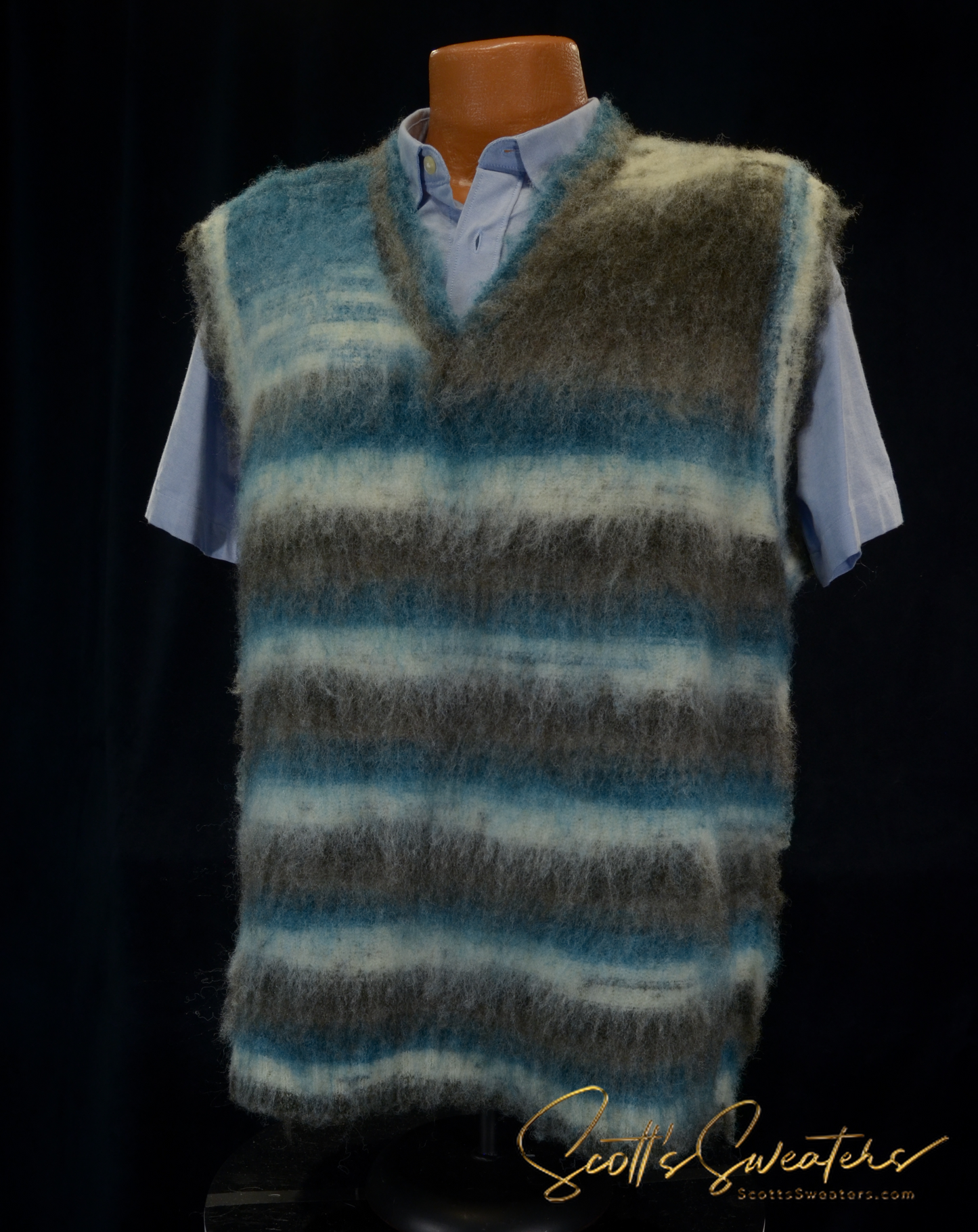 Variegated Colored Mohair Sleeveless Vest [618-035]