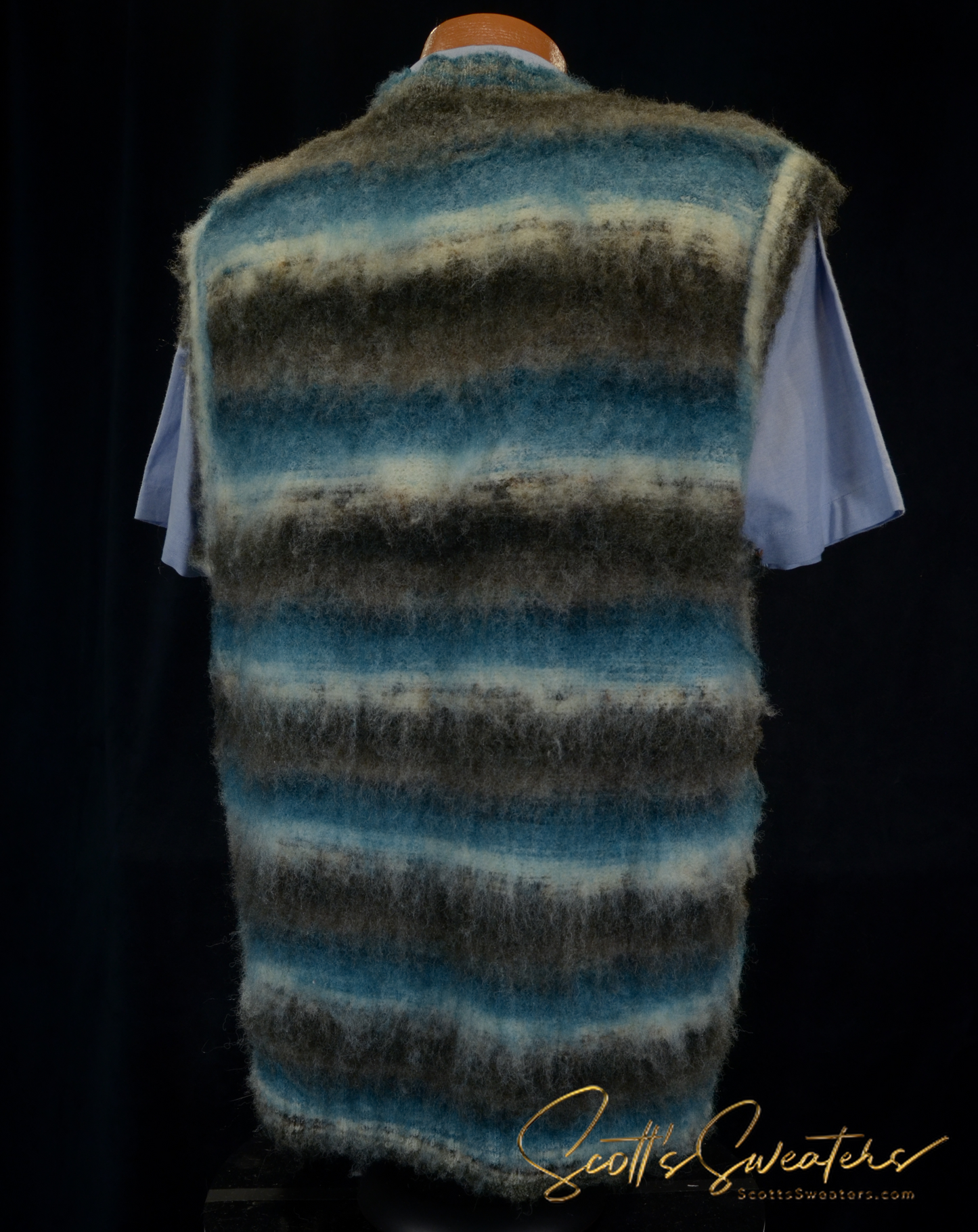 Variegated Colored Mohair Sleeveless Vest [618-035]