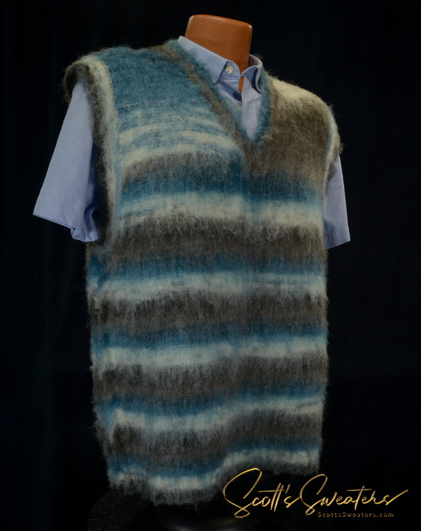 Variegated Colored Mohair Sleeveless Vest [618-035]