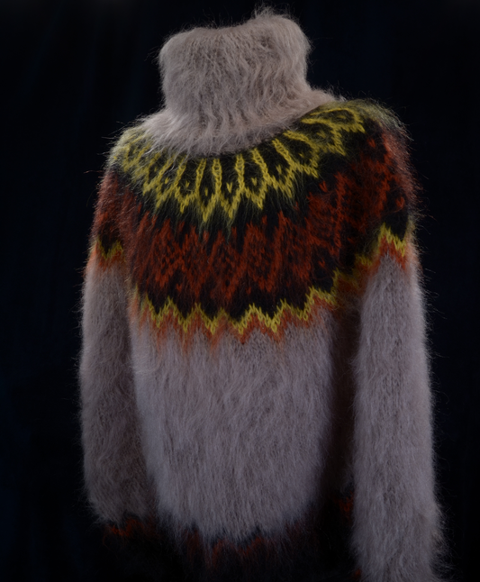 700-021Mink Men's Handknit Turtleneck Mohair Sweater