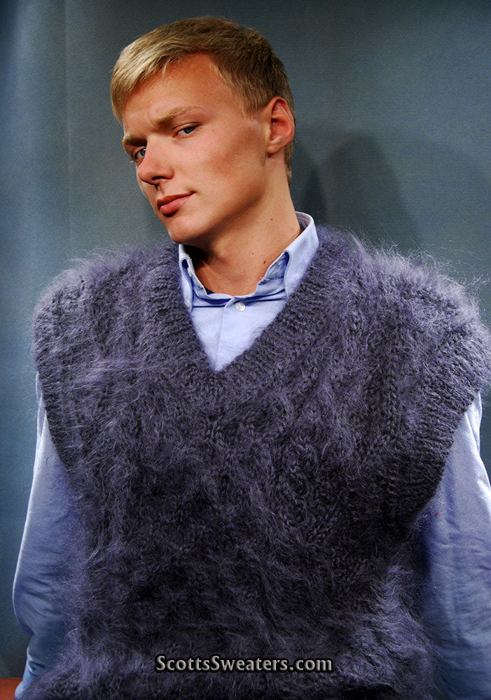 Men's Handknit Mohair Sleeveless Sweater Vest [#700-024V]