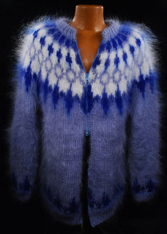 Men's Handknit Mohair Zipper-front Cardigan Sweater [#700-024]