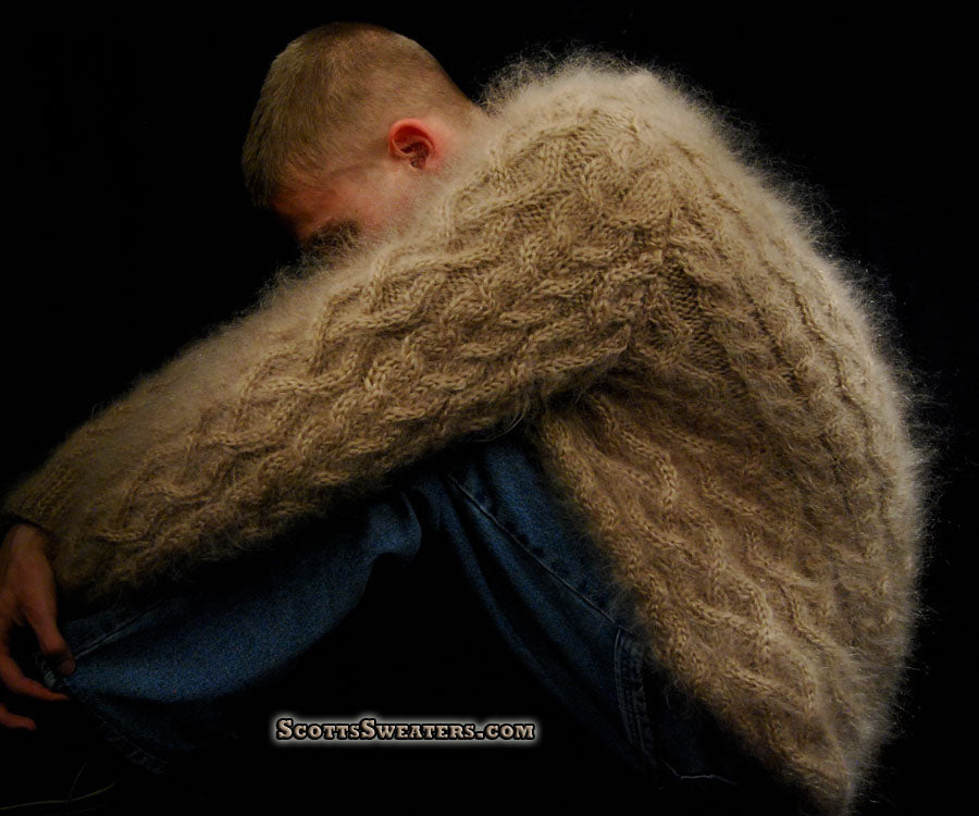 Men's Handknit Thick Cabled Mohair Sweaters [#700-035]