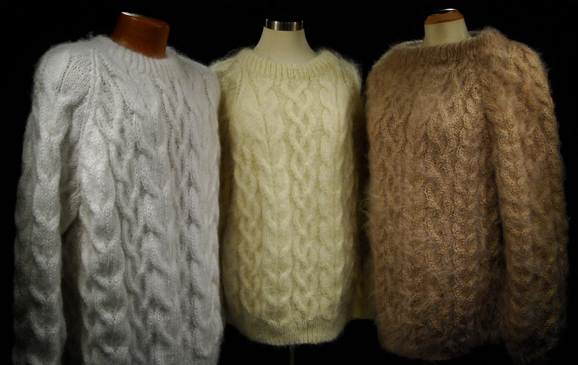 Men's Handknit Thick Cabled Mohair Sweaters [#700-035]