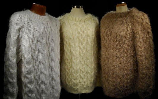 Men's Handknit Thick Cabled Mohair Sweaters [#700-035]