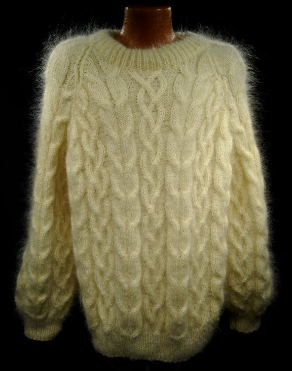 Men's Handknit Thick Cabled Mohair Sweaters [#700-035]