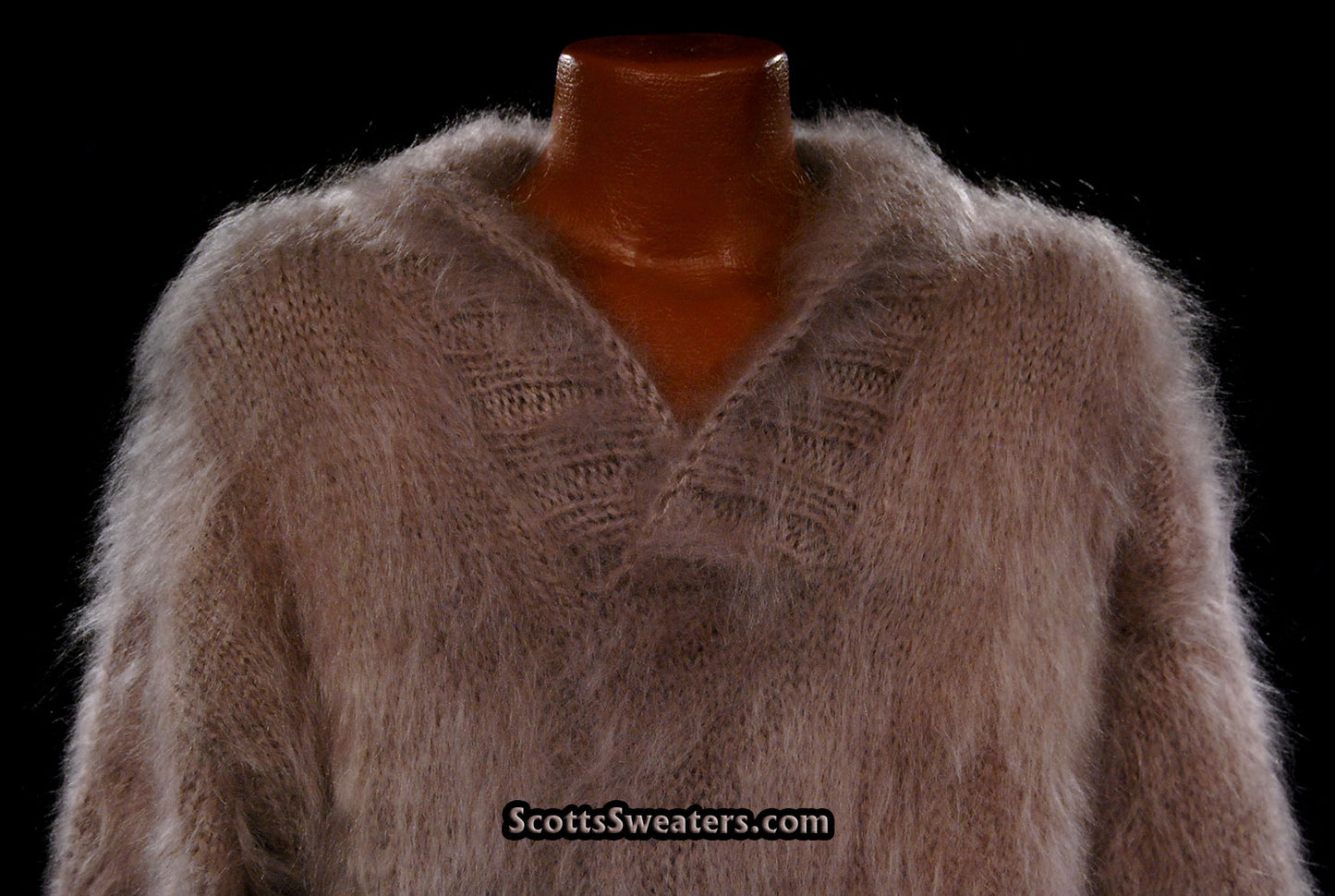 Men's Handknit Mohair Shawl-neck Sweater [#700-067]