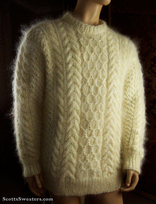 Men's Fuzzy Handknit Mohair Sweater [#701-020]