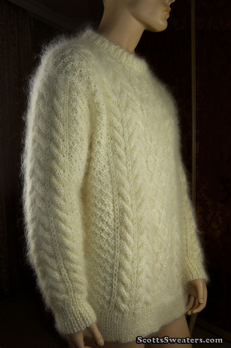 Men's Fuzzy Handknit Mohair Sweater [#701-020]