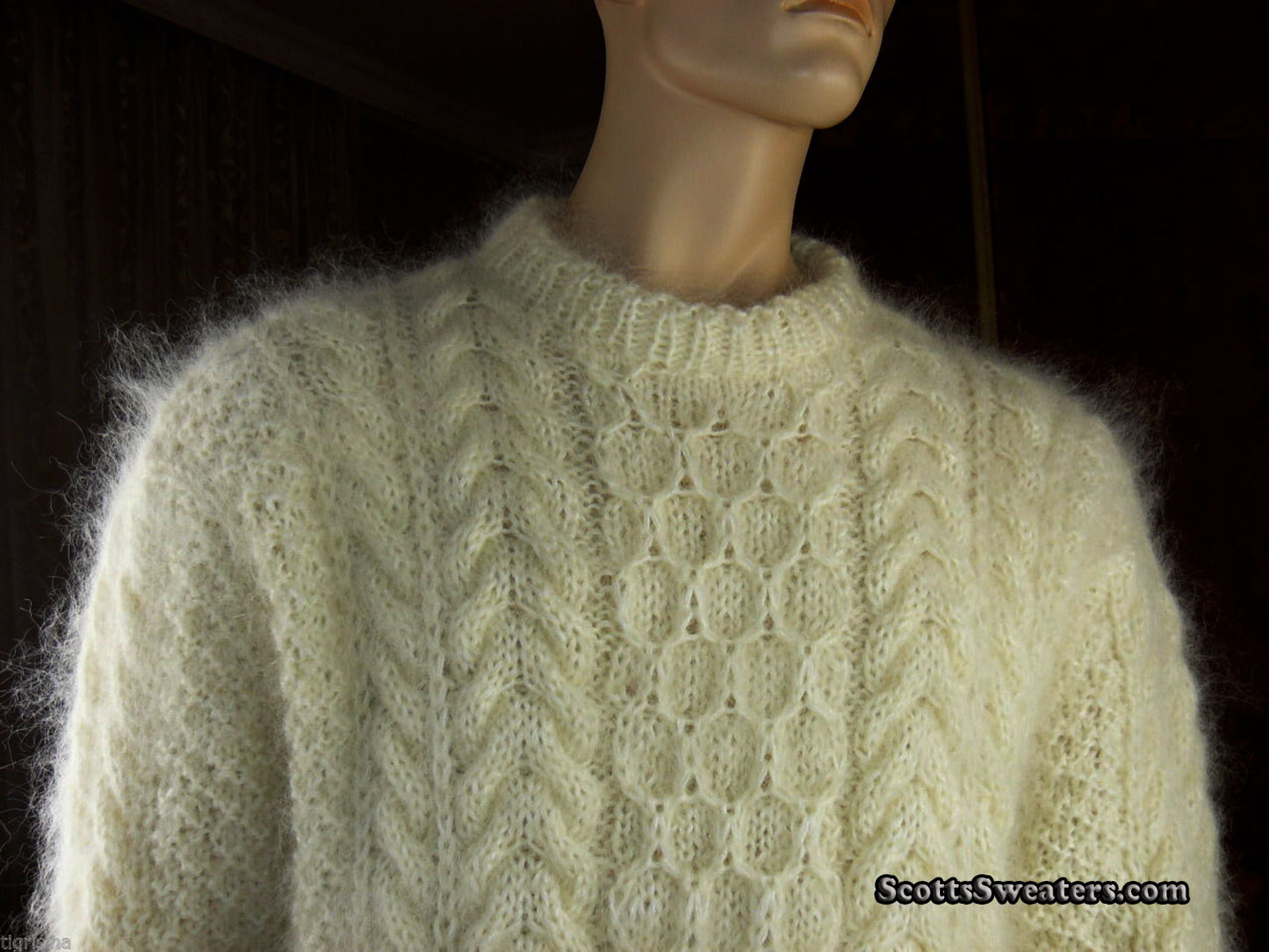 Men's Fuzzy Handknit Mohair Sweater [#701-020]