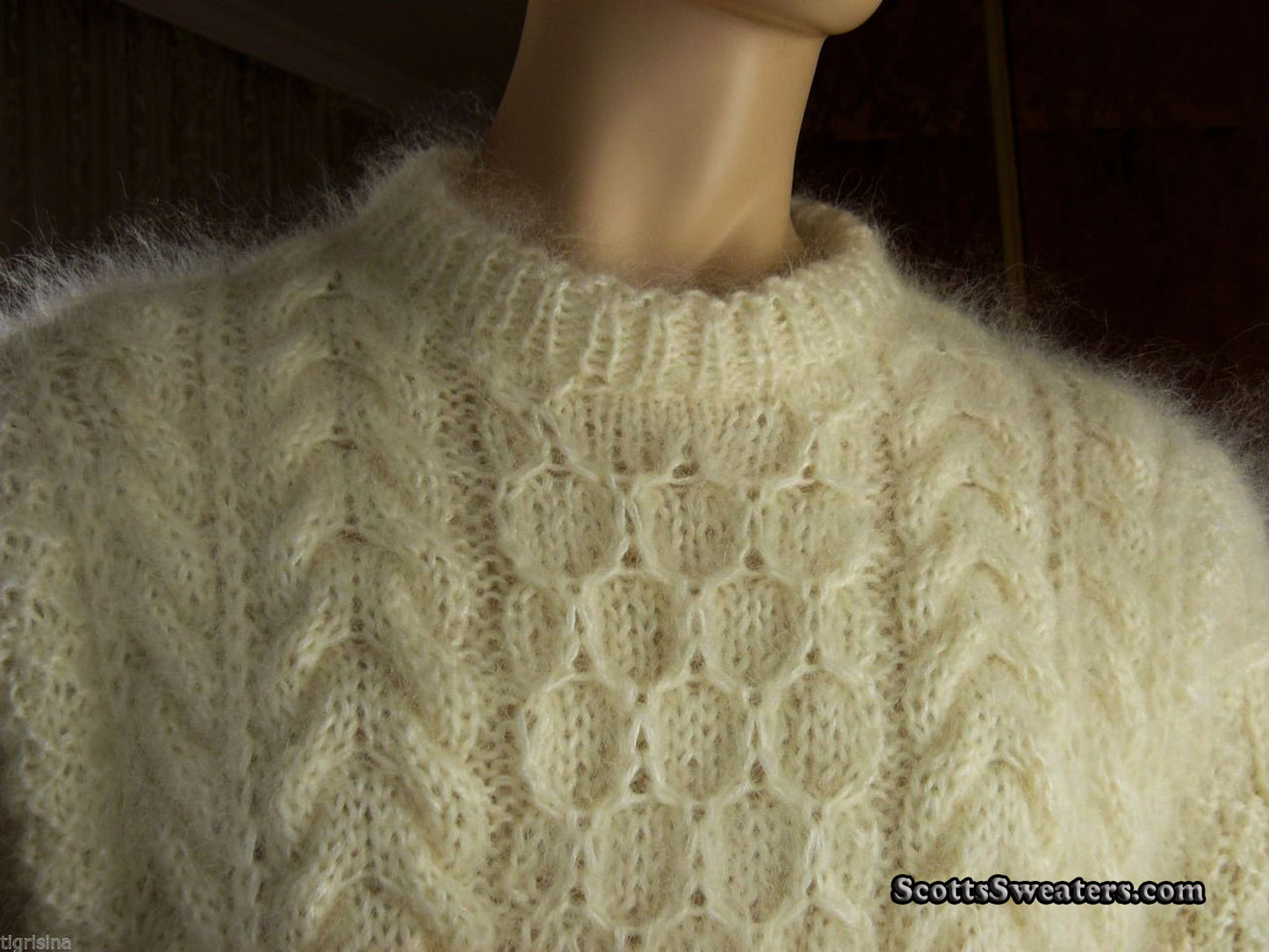 Men's Fuzzy Handknit Mohair Sweater [#701-020]