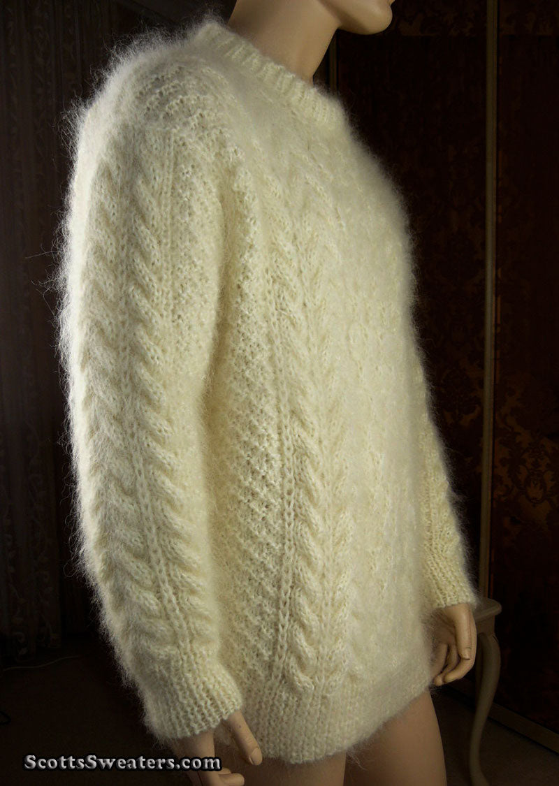 Men's Fuzzy Handknit Mohair Sweater [#701-020]