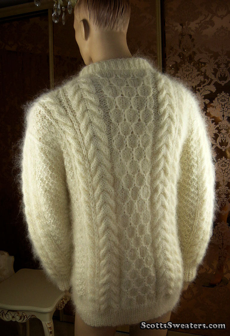 Men's Fuzzy Handknit Mohair Sweater [#701-020]