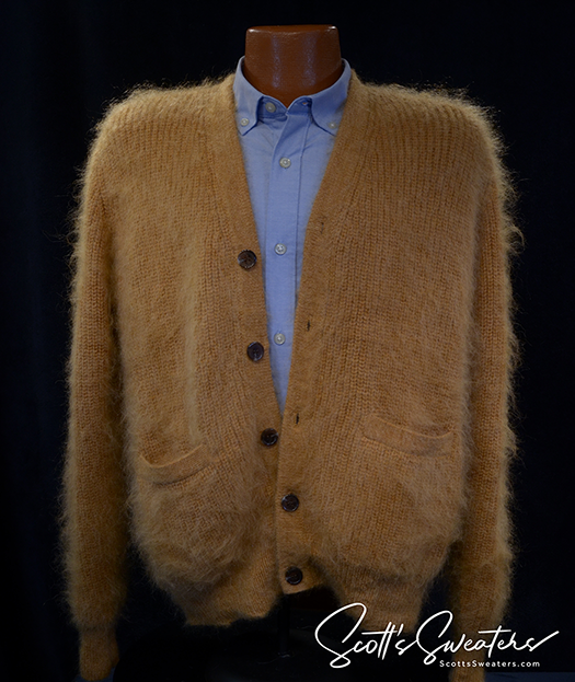 701-026Crd Men's Retro Shaggy Mohair Cardigan Sweater