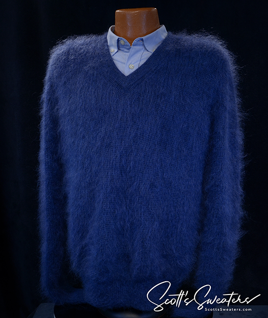 701-026v Men's Shaggy Mohair V-neck Pullover Sweaters