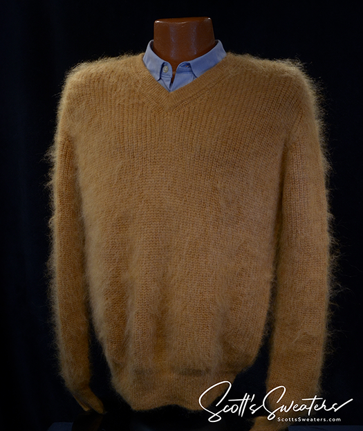 701-026v Men's Shaggy Mohair V-neck Pullover Sweaters