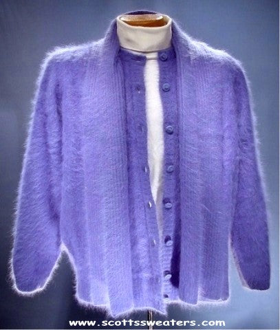 Woman's Light-Blue Angora Cardigan Sweater [#7018Blu]