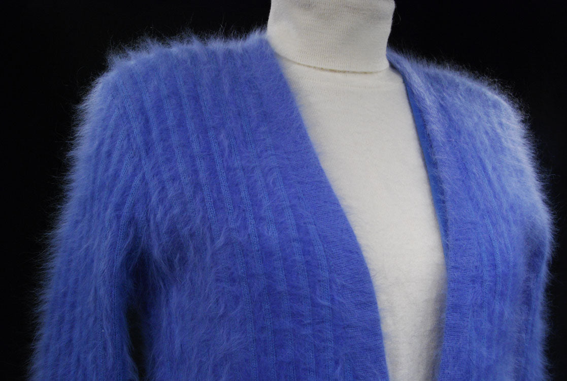 Woman's Powder-blue Angora Cardigan Sweater [#7515]